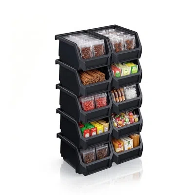 Sorbus 10 Pack Extra Small Open Front Stackable Kitchen Storage Bin – Pantry & Cabinet Organizer In Black