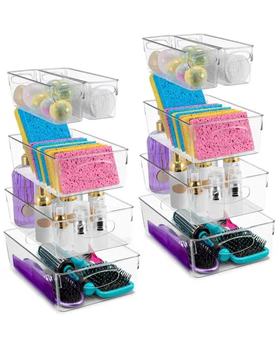 Sorbus 10 Pack Plastic Clear Bins In Multi