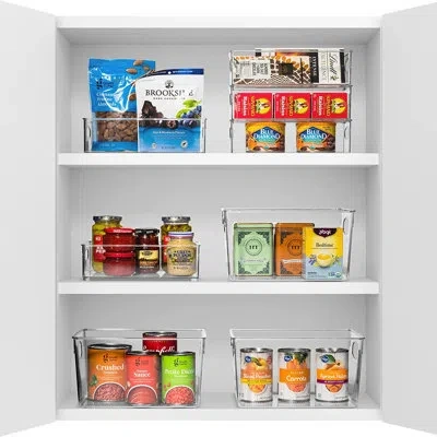Sorbus 10-piece Variety Sizes Clear Open Storage Bins Set In White