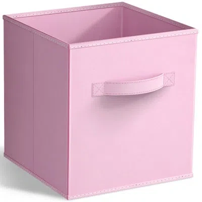 Sorbus 11" Foldable Fabric Storage Cube Bins With Handles In Pastel Pink