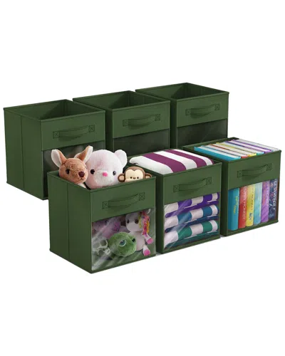 Sorbus 11in 6 Pack Collapsible Fabric Storage Bins In Green