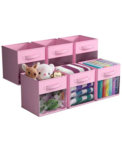 Sorbus 11in 6 Pack Collapsible Fabric Storage Bins In Pink