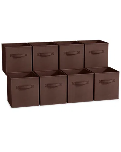 Sorbus 11in 8 Pack Foldable Storage Bins In Brown
