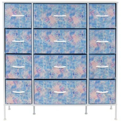 Sorbus 12 Drawers Dresser With Steel Frame And Wood Top In Tie Dye Blue In Tie-dye Blue