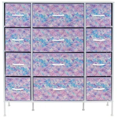 Sorbus 12 Drawers Dresser With Steel Frame And Wood Top In Tie Dye Purple