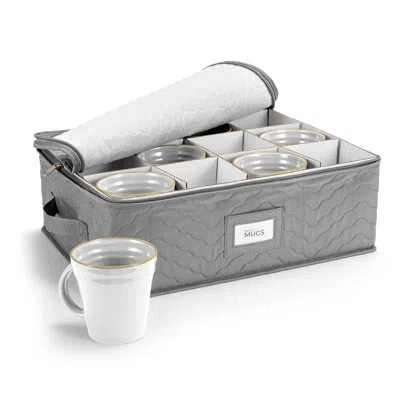 Sorbus 12-mug Quilted Stemware Storage Case With Dividers In Beige
