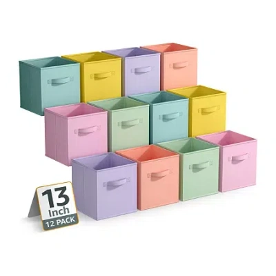 Sorbus 13" 12 Pack Sturdy Collapsible Fabric Cubes With Handle Storage Cube In Pink