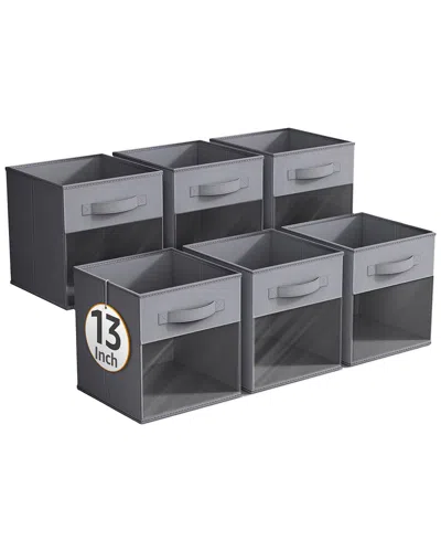 Sorbus 13in 6 Pack Collapsible Fabric Storage Bins In Gray