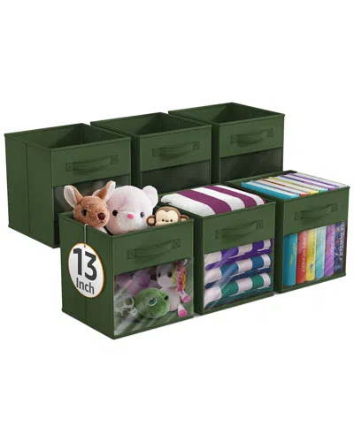 Sorbus 13in 6 Pack Collapsible Fabric Storage Bins In Green