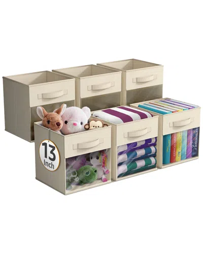 Sorbus 13in 6 Pack Collapsible Fabric Storage Bins In Neutral
