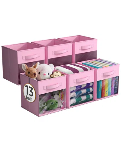 Sorbus 13in 6 Pack Collapsible Fabric Storage Bins In Pink