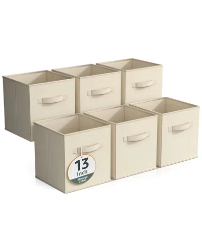 Sorbus 13in 6 Pack Fabric Storage Cubes In Neutral