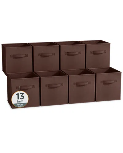 Sorbus 13in 8 Pack Fabric Storage Bins In Brown