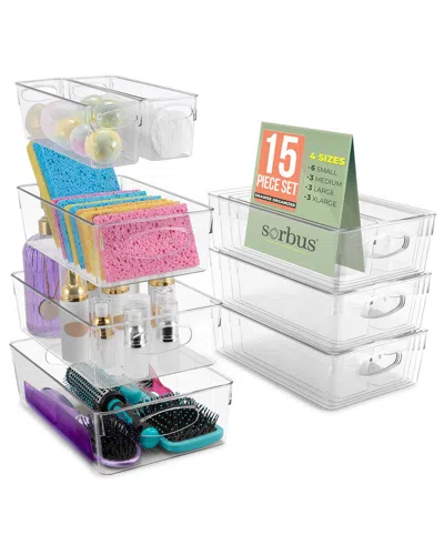 Sorbus 20 Pack Plastic Clear Bins In Multi