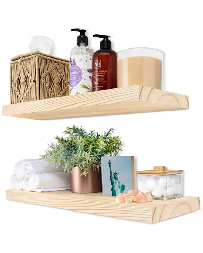 SORBUS SORBUS SET OF 2 16IN SOLID WOOD FLOATING SHELVES