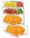Sorbus 2 Large & 4 Small Stackable Fridge Drawers In Transparent