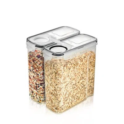 Sorbus 2 Pack (2l/8.4 Cups) Airtight Food Storage Dispensers For Beans, Pasta, Cereals, And More In Clear