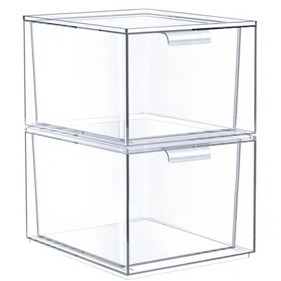 Sorbus 2 Pack Clear Stackable Acrylic Kitchen And Bathroom Drawer Organizers In Natural