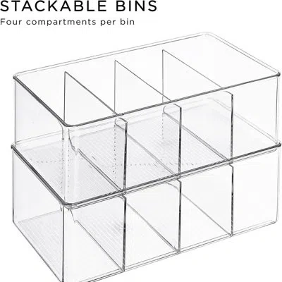 Sorbus 2 Pack Clear Stackable Storage Bins With Dividers