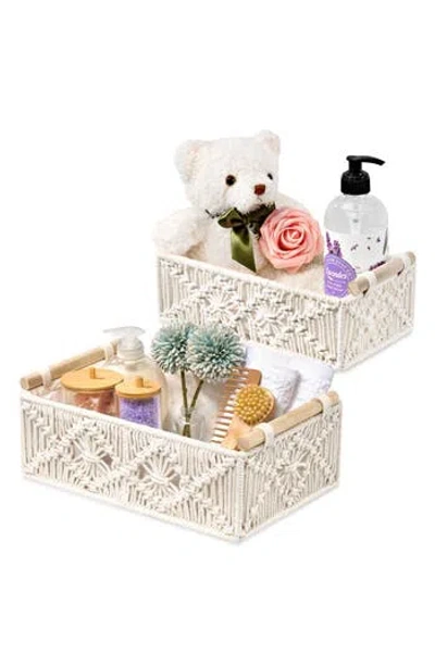Sorbus 2-pack Macramé Storage Basket In White