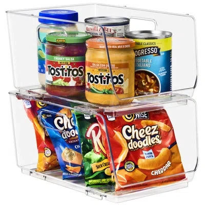 Sorbus 2 Pack Medium Clear Open Front Stackable Kitchen And Fridge Storage Bins