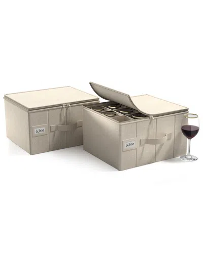 Sorbus 2-pack Stemware Storage Cases With Dividers & Handle In Neutral