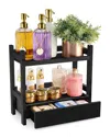 Sorbus 2-tier Bamboo Counter Organizer With Drawer In Black