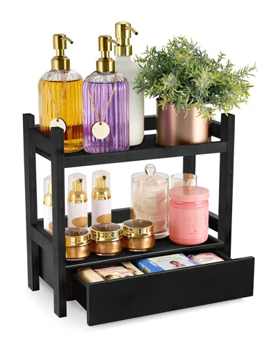 Sorbus 2-tier Bamboo Counter Organizer With Drawer In Black