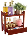 Sorbus 2-tier Bamboo Counter Organizer With Drawer In Brown
