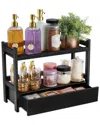 Sorbus 2-tier Large Bamboo Counter Organizer With Drawer In Black