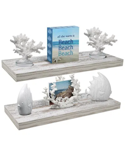 Sorbus 2 Tier Large Floating Shelf In Gray