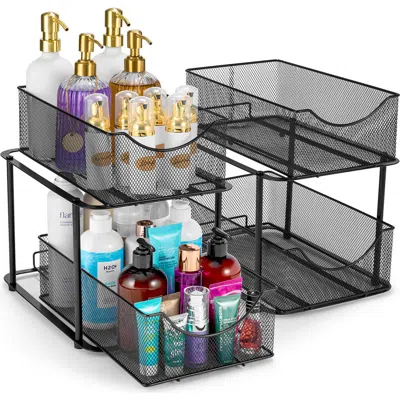 Sorbus 2-tier Metal Sliding Bin Organizer In Black