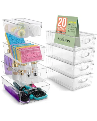 Sorbus 20 Pack Plastic Clear Bins In Transparent