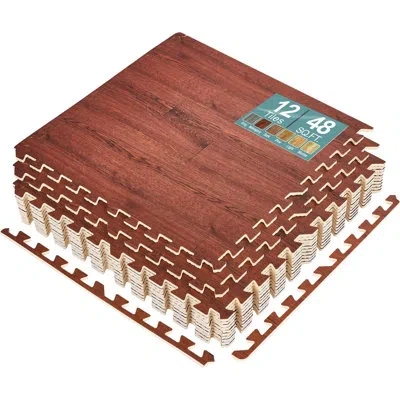 Sorbus 24" Interlocking Floor Foam Mat In Mahogany