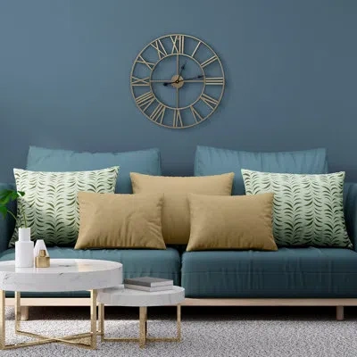 Sorbus 24" Metal Decorative Analog Round Wall Clock In Gold