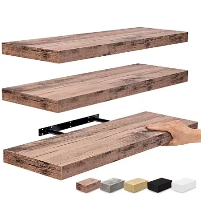 Sorbus 24" Rectangle 3-shelf Shelf With Baskets In Brown