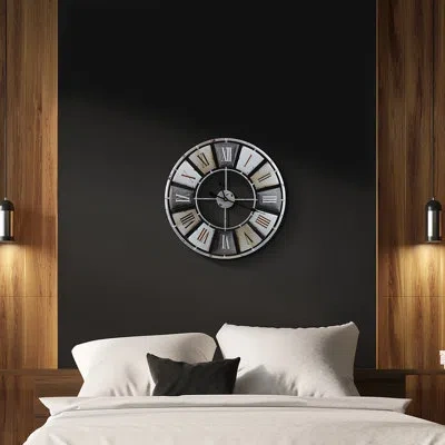 Sorbus 24" Vintage Industrial Style Decorative Wall Clock In Brown;gray