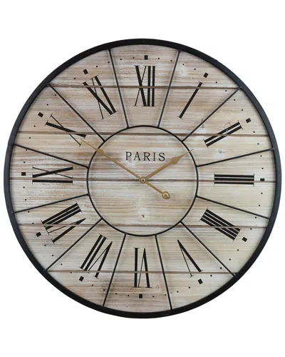 Sorbus 24in Metal & Solid Wood Wall Clock