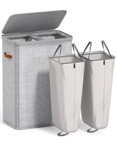 Sorbus 2-compartment Fabric Laundry Hamper In Gray