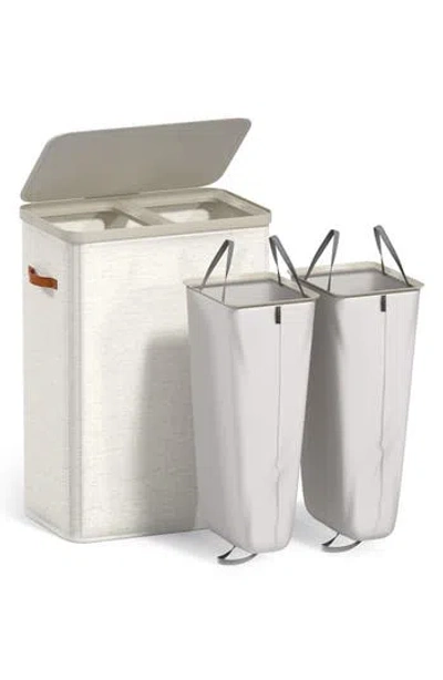 Sorbus 2-compartment Laundry Hamper In White
