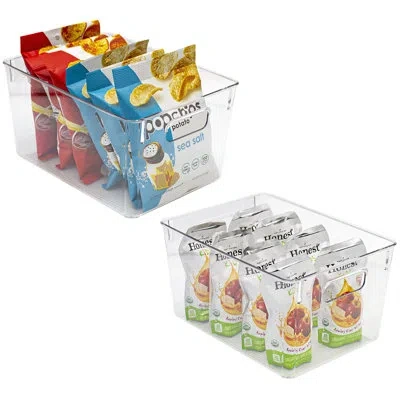 Sorbus 2-pack Medium Clear Kitchen, Pantry, And Fridge Storage Bins With Handles
