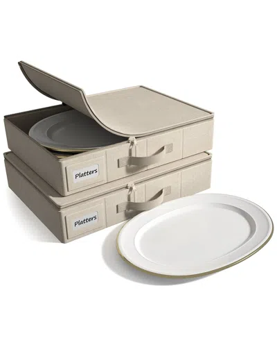 Sorbus 2pc China Storage Dinnerware Organizers In Beige