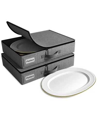 Sorbus 2pc China Storage Dinnerware Organizers In Grey