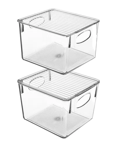 Sorbus 2pc Clear Fridge Bin With Handles And Lid In Transparent
