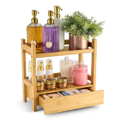 Sorbus 2-tier Bamboo Kitchen Organizer With Drawer In Natural
