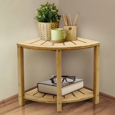 Sorbus 2-tier Corner Shower Bench With Shelf In Bamboo