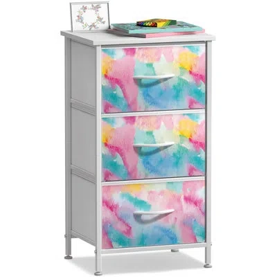 Sorbus 3 Drawers Nightstand With Steel Frame And Wood Top In Blue