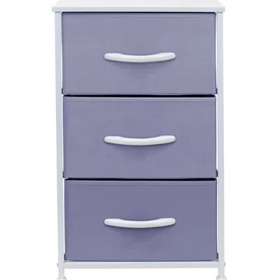 Sorbus 3 Drawers Nightstand With Steel Frame And Wood Top In Purple,white