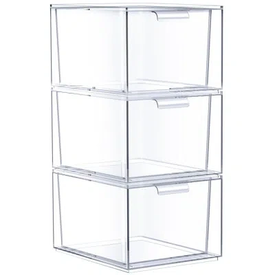 Sorbus 3 Pack Clear Stackable Acrylic Kitchen And Bathroom Drawer Organizers In Natural