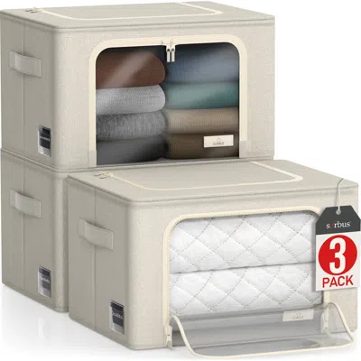 Sorbus 3-pack Zip Storage Bins In Beige